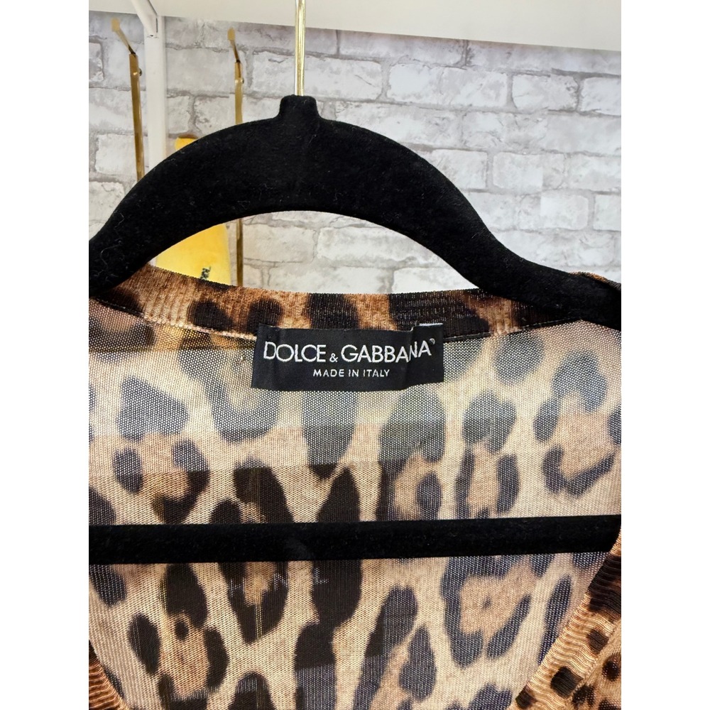 Dolce & Gabbana Leopard Print Semi Sheer V Neck Cardigan Made Italy Sz 42 US M - Picture 4 of 16